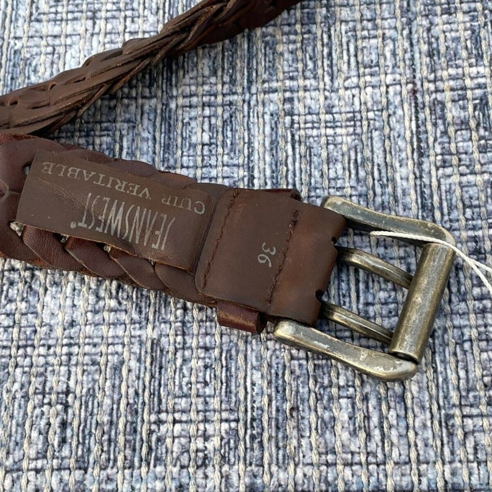 Jeanswest Cuir Vertiable Belt Genuine Leather Braided Waistband Unisex Size 36 - Picture 8 of 12